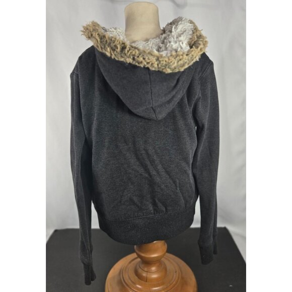 Vintage Op Girls Sherpa lined Hooded Jacket  small Gray broken‎ zipper - Picture 2 of 8